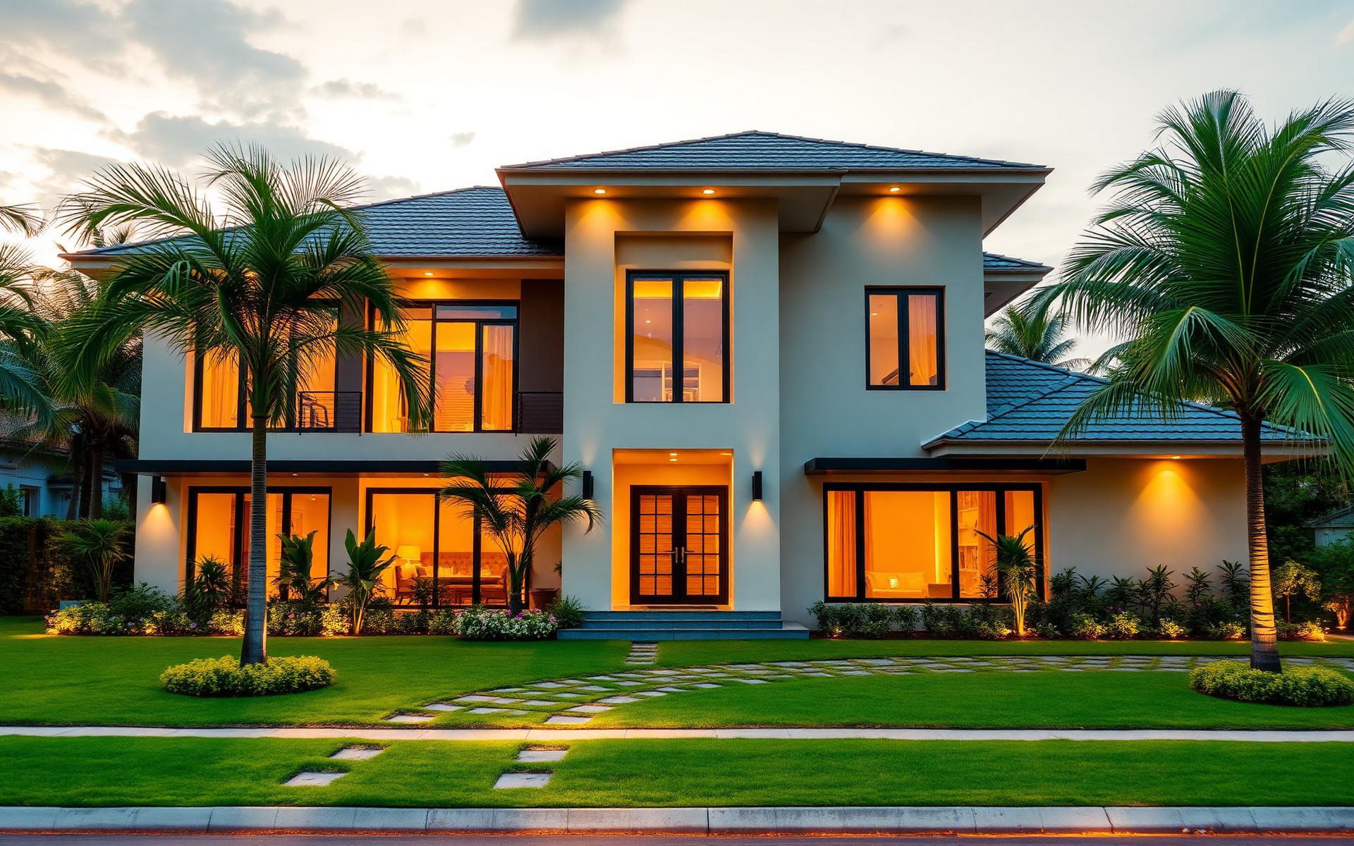Modern Nigerian home at golden hour